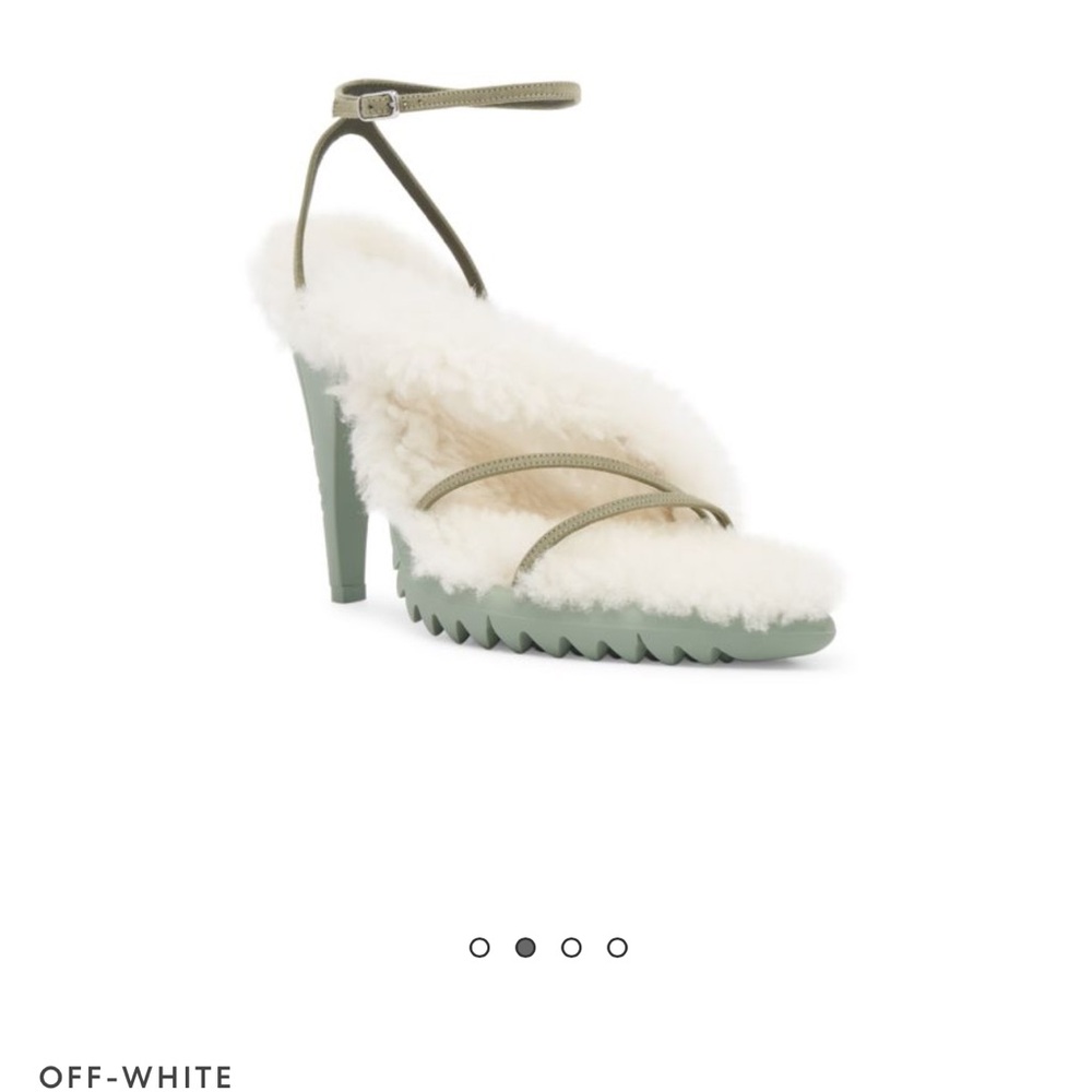 Saks Fifth Avenue Green and Cream Heeled Sandals